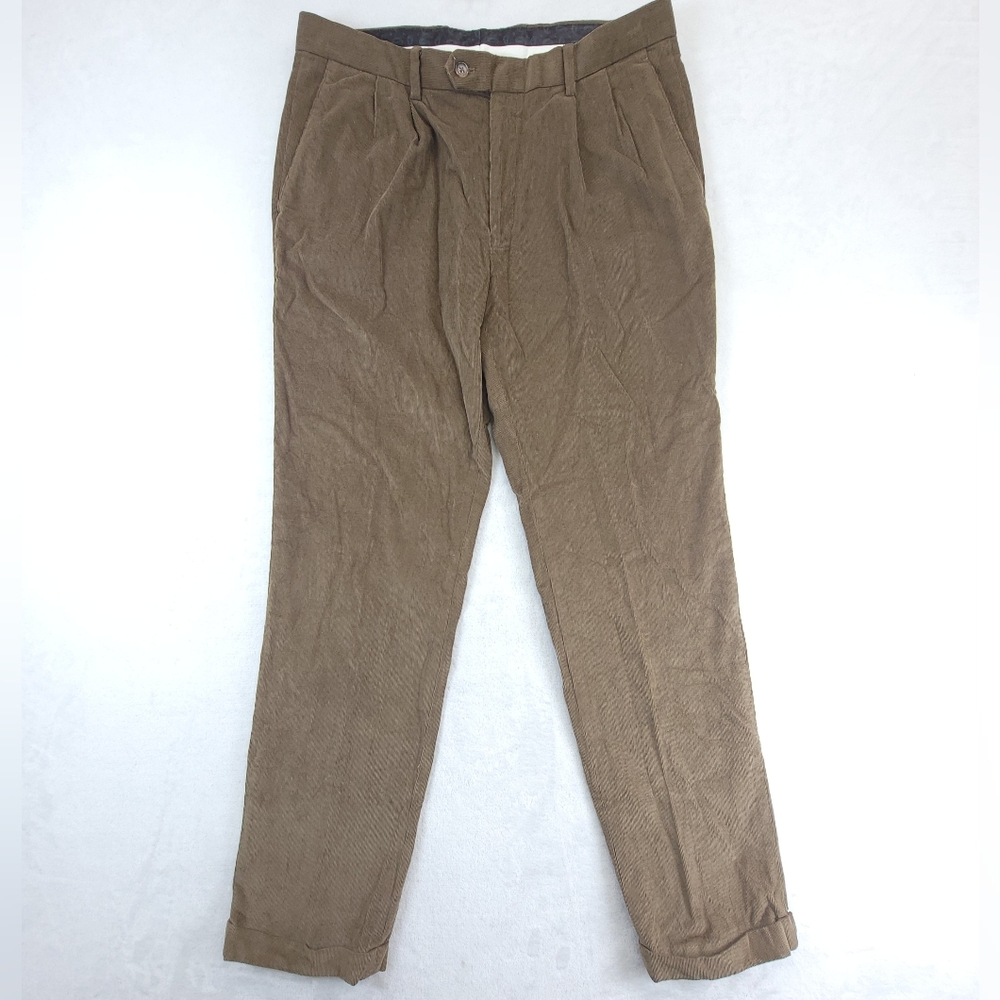Polo Ralph Lauren Pleated Corduroy Pants Brown Mens 34x32